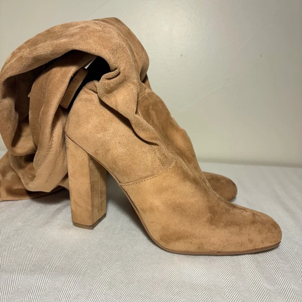 Steve Madden‎ Emotions Thigh High Over the Knee Pull On Sock Boots Block Heel 8